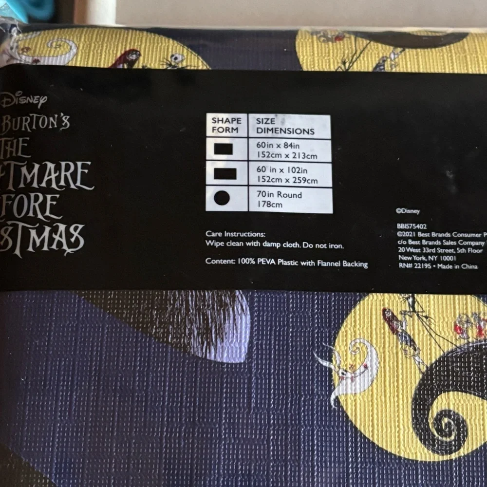 Lot of 3 Nughtmare Before Christmas Tablecloth Jack‎ Skellington Sally Vinyl